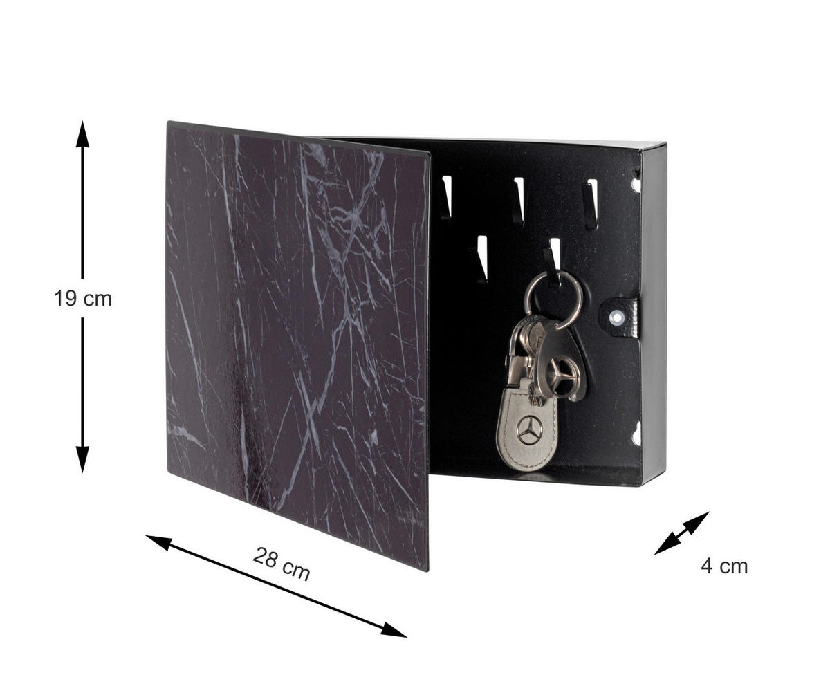 SCHLÜSSELKASTEN Schwarz  - Schwarz, Trend, Metall (28/19/4cm)