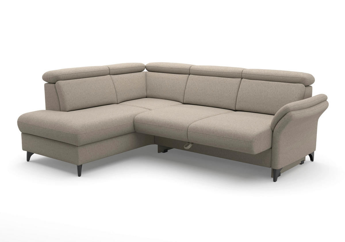 ECKSOFA GLENDALE E Taupe Flachgewebe  - Taupe/Schwarz, KONVENTIONELL, Textil/Metall (193/247cm) - Sit & More