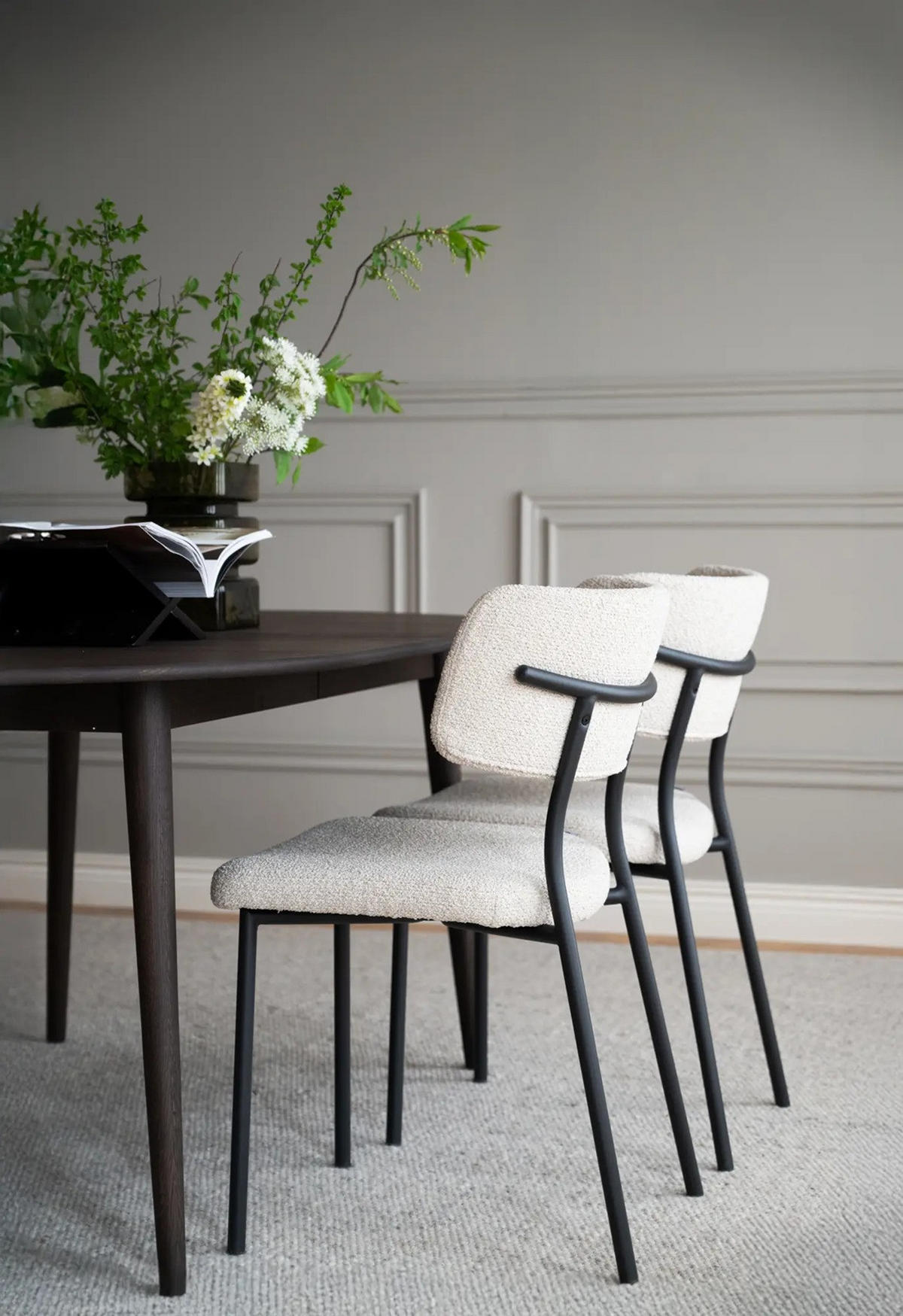 STOL     - beige/svart, Klassisk, metall/trä (52/82/56cm) - Rowico