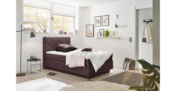 BOXSPRINGBETT 140/200 cm  in Aubergine  - Aubergine/Schwarz, KONVENTIONELL, Kunststoff/Textil (140/200cm) - Xora