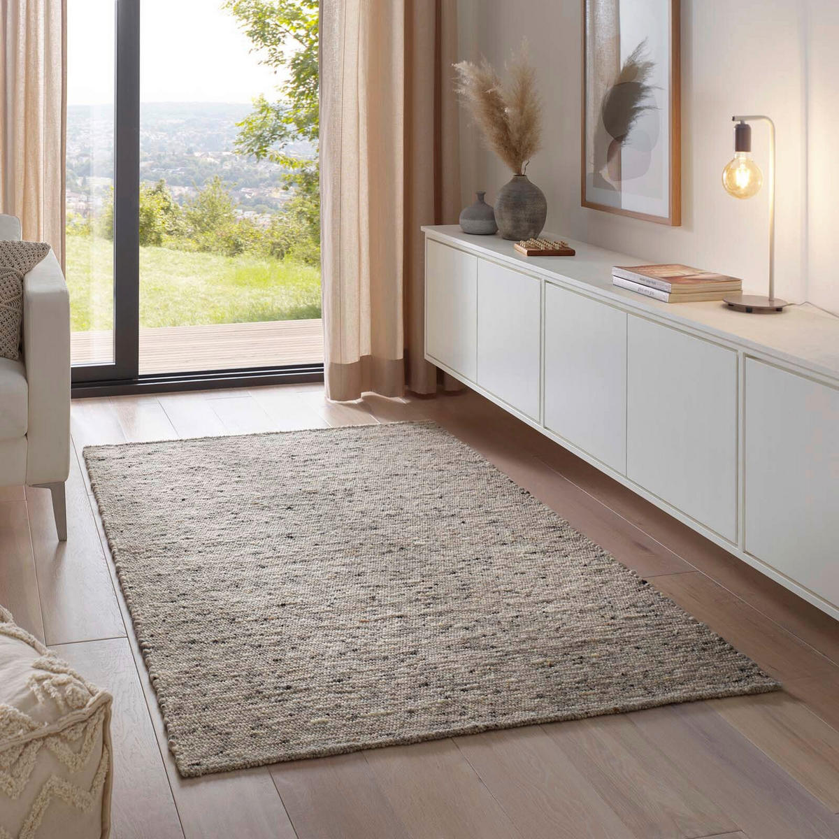 HANDWEBTEPPICH 300/390 cm Grau rechteckig  - Grau, KONVENTIONELL, Textil (300/390cm) - Linea Natura