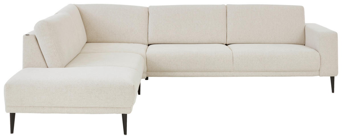 ECKSOFA Dieter Knoll Beige Chenille  - Beige/Schwarz, Design, Textil/Metall (254/303cm) - Dieter Knoll