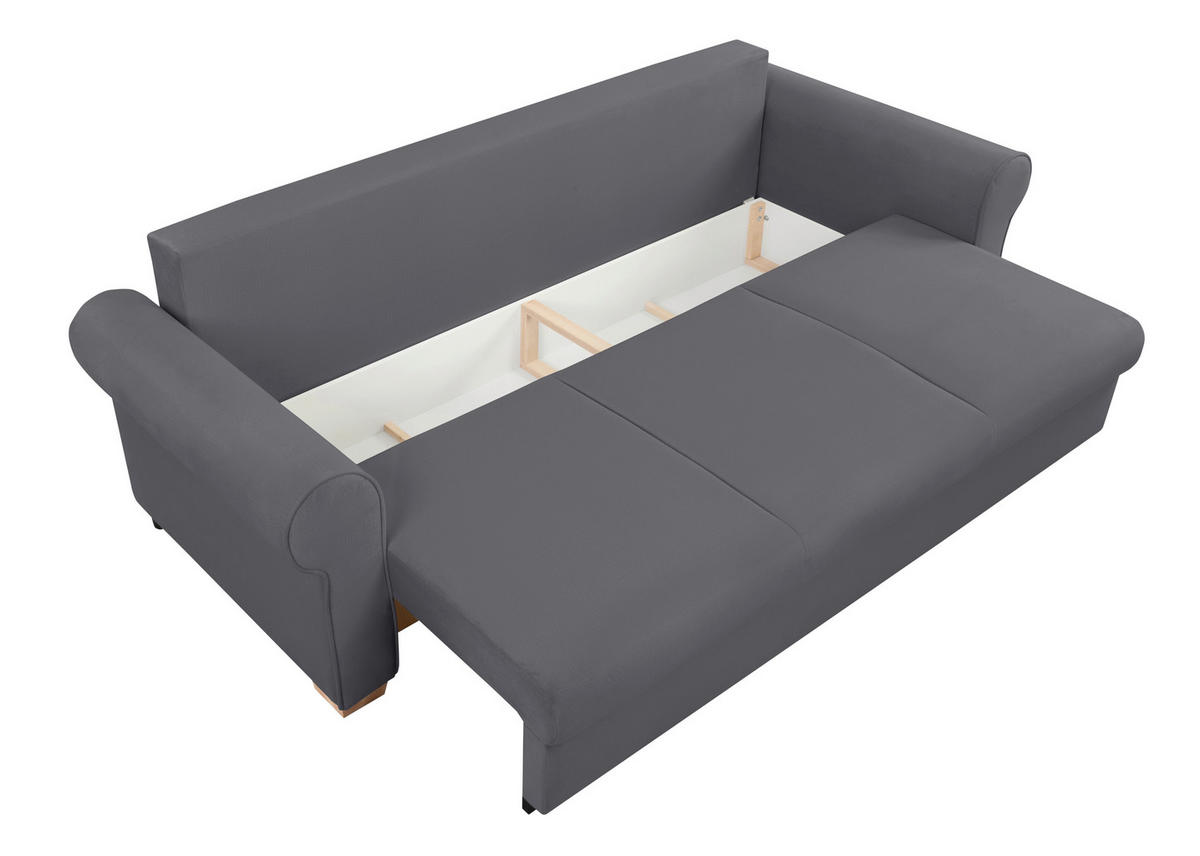 SCHLAFSOFA  mit Bettkasten erhältlich, Liegefunktion, Rücken echt, Armteil links, Armteil rechts Dunkelgrau  - Dunkelgrau/Buchefarben, Design, Holz/Textil (240/94/98cm) - MID.YOU