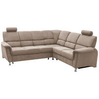 ECKSOFA Taupe Mikrofaser  - Taupe/Chromfarben, KONVENTIONELL, Holz/Textil (271/224cm) - Livetastic