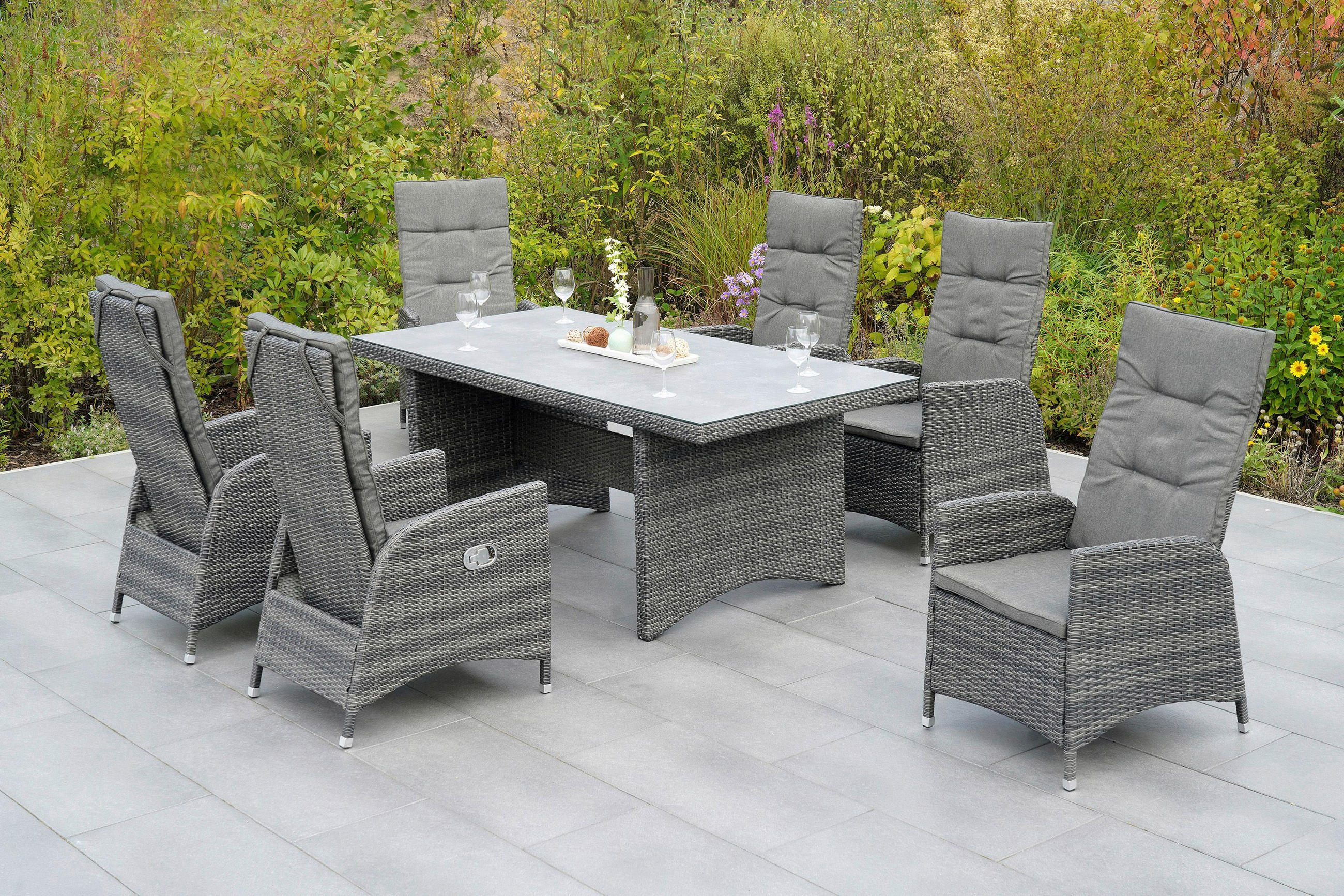 GARTENSET Aluminium  - Grau, MODERN, Kunststoff/Textil - Gardenson