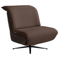 SESSEL in Hochflor Echtleder Braun  - Beige/Schwarz, Design, Leder/Textil (84/65/91cm) - Koinor