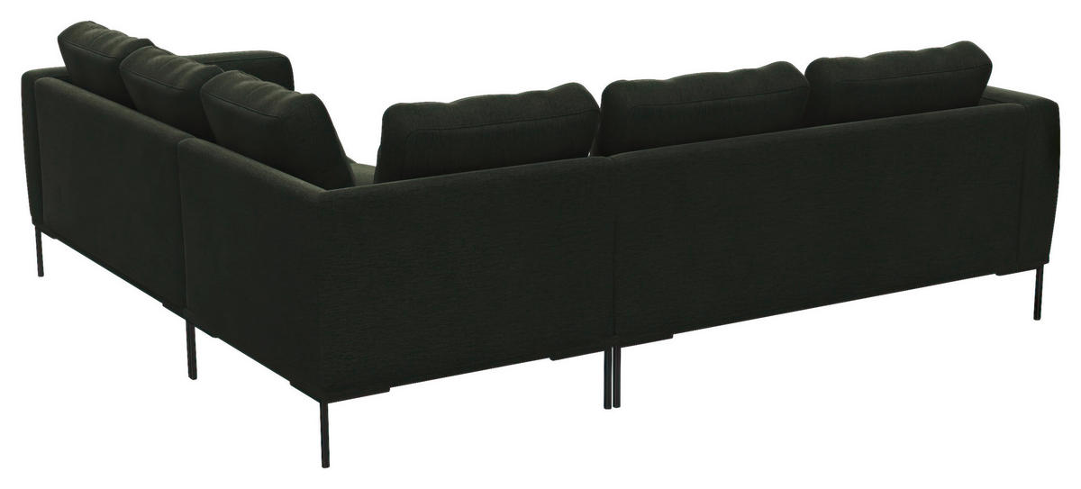 ECKSOFA Waldgrün Webstoff, Flachgewebe  - Waldgrün/Schwarz, Design, Textil/Metall (252/219cm) - Livetastic