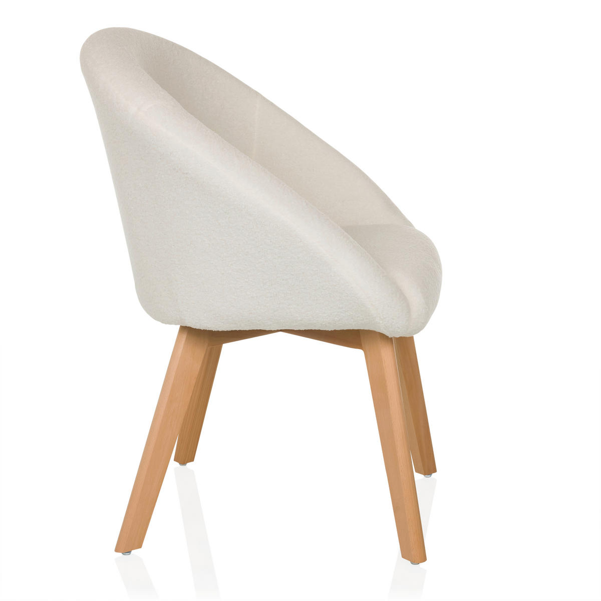 ARMLEHNSTUHL  in Bouclé  - Buchefarben/Weiß, MODERN, Holz/Textil (68/85/62cm) - MID.YOU