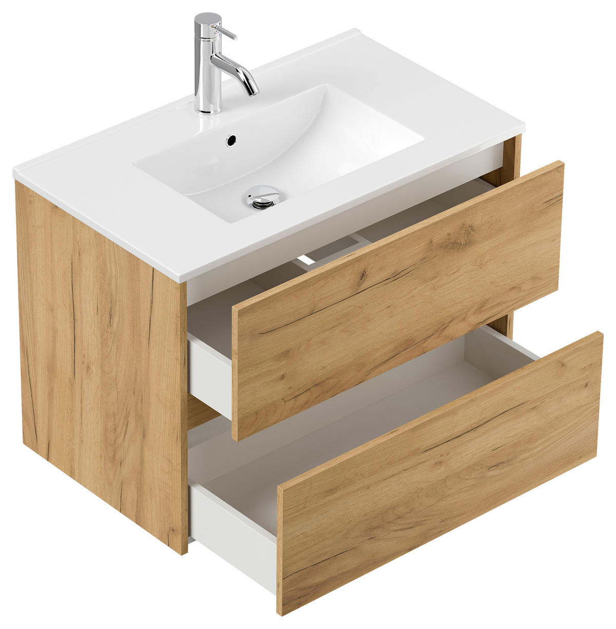 WASCHTISCHKOMBI 80 cm  - Eichefarben/Weiß, MODERN, Keramik/Holzwerkstoff (80cm) - MID.YOU