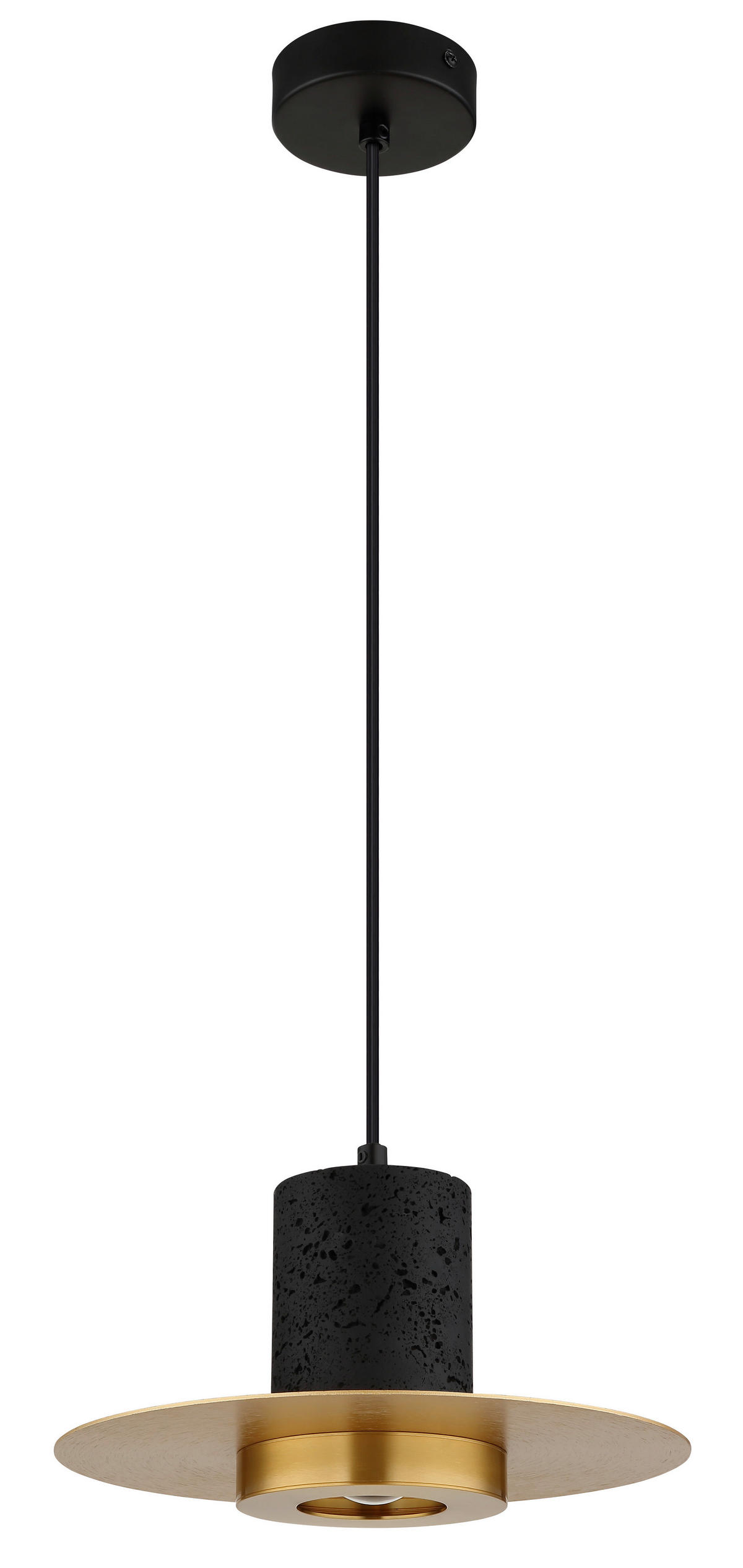 HÄNGELEUCHTE Shanna 28/130 cm  - Messingfarben/Schwarz, Design, Kunststoff/Stein (28/130cm) - Globo