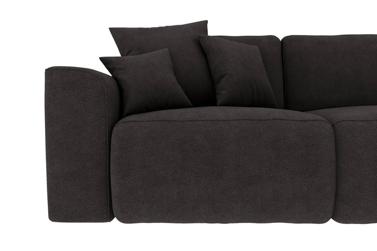 ECKSOFA Dunkelbraun Lederlook Zierkissen, Rückenkissen, Bettkasten, Schlaffunktion, Rücken echt, Liegefläche im Originalstoff  - Chromfarben/Dunkelbraun, KONVENTIONELL, Kunststoff/Textil (293/195cm) - Carryhome
