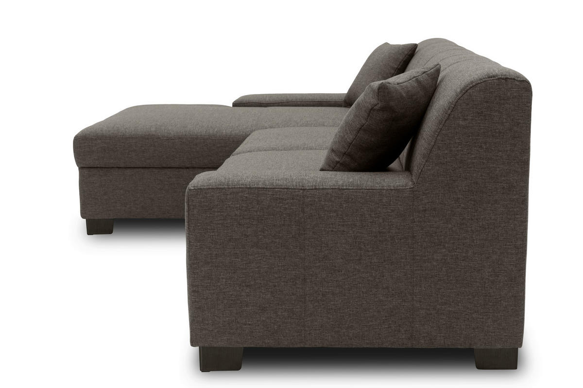 ECKSOFA Grau Webstoff  - Wengefarben/Grau, Design, Holz/Textil (153/268cm) - MID.YOU