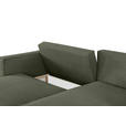 ECKSOFA in Feincord Olivgrün - Schwarz/Olivgrün, KONVENTIONELL, Kunststoff/Textil (242/151cm) - Carryhome