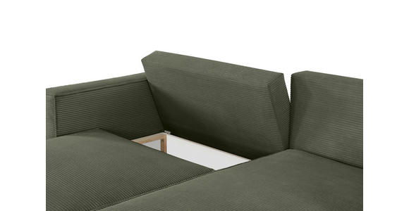 ECKSOFA in Feincord Olivgrün - Schwarz/Olivgrün, KONVENTIONELL, Kunststoff/Textil (242/151cm) - Carryhome