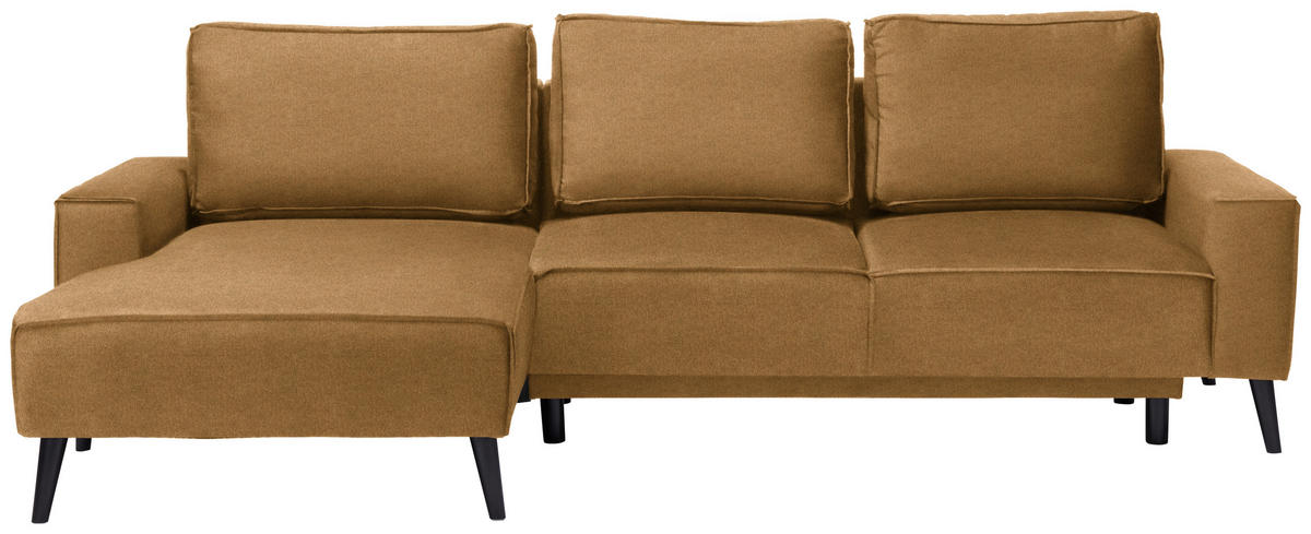 ECKSOFA in Velours Goldfarben  - Goldfarben/Schwarz, Konventionell, Holz/Textil (161/260cm) - Carryhome