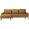 ECKSOFA in Velours Goldfarben  - Goldfarben/Schwarz, KONVENTIONELL, Holz/Textil (161/260cm) - Carryhome