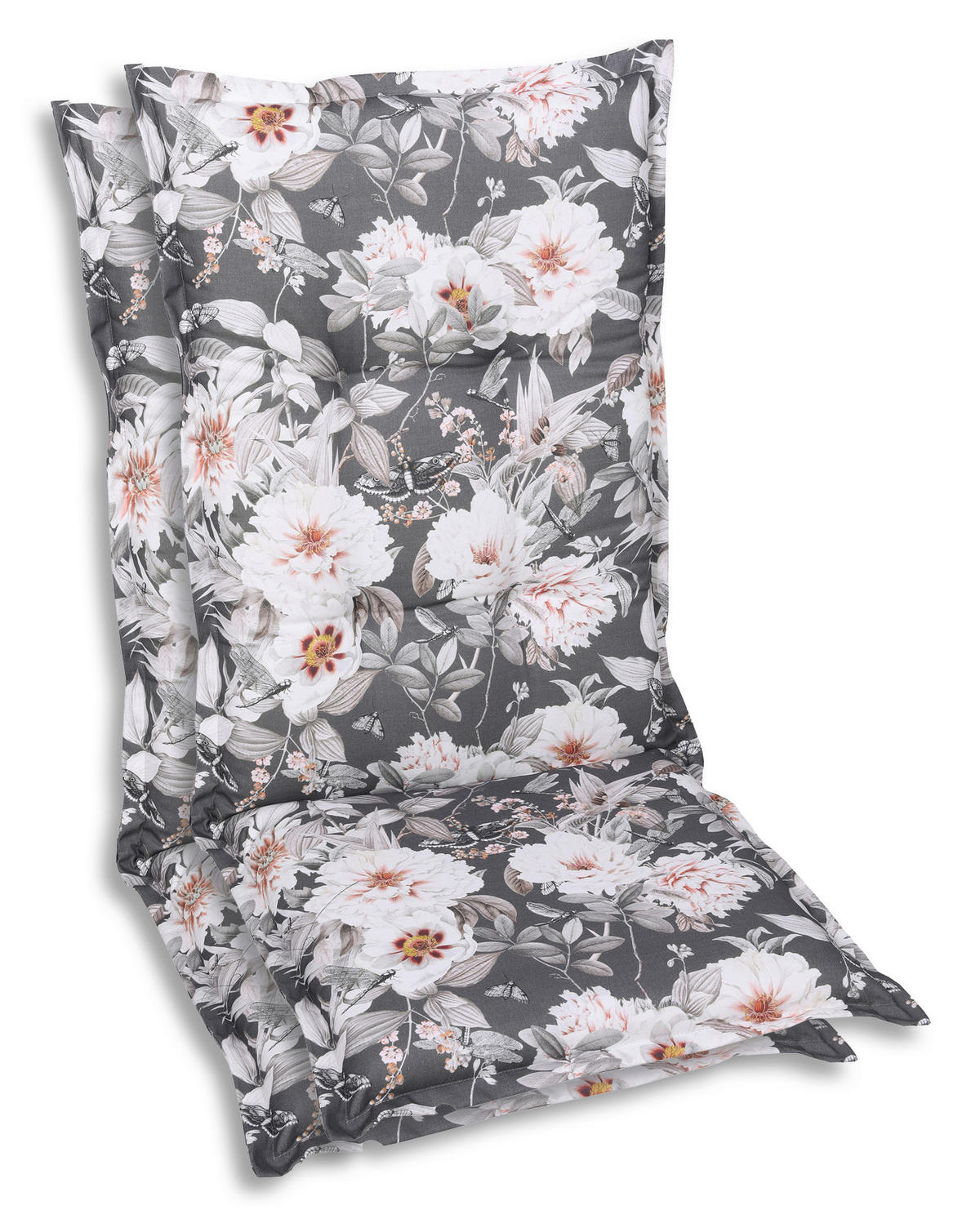 SESSELAUFLAGENSET Blume  - Anthrazit/Weiß, Basics, Textil (50/9/120cm)