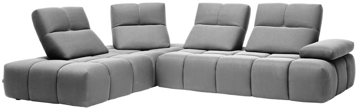 ECKSOFA in Struktur Grauweiss  - Schwarz/Grauweiss, Design, Kunststoff/Textil (233/313cm) - Emilio Belluti