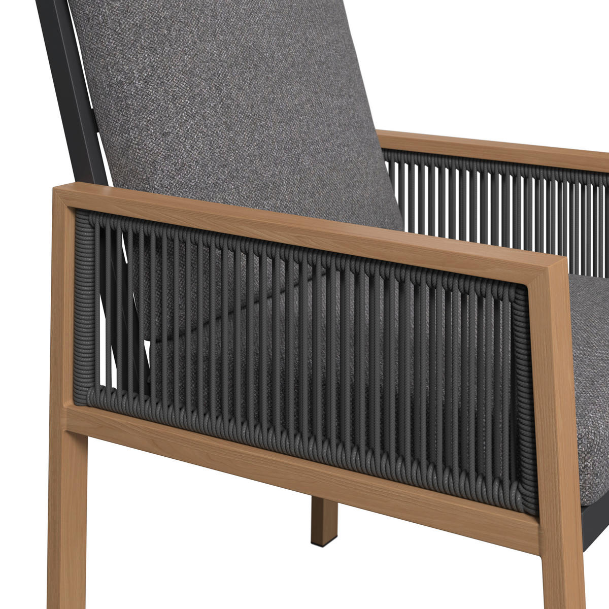 DINING-LOUNGESET 6-teilig  - Anthrazit/Naturfarben, MODERN, Glas/Textil (202.5/74/80cm) - Ambia Garden