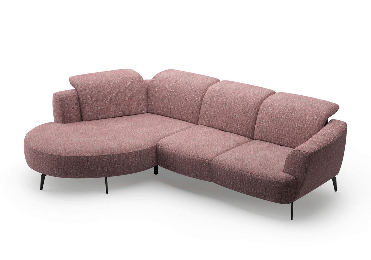 ECKSOFA ZOE E Aubergine Chenille  - Aubergine/Schwarz, KONVENTIONELL, Textil/Metall (199/309cm) - Sit & More