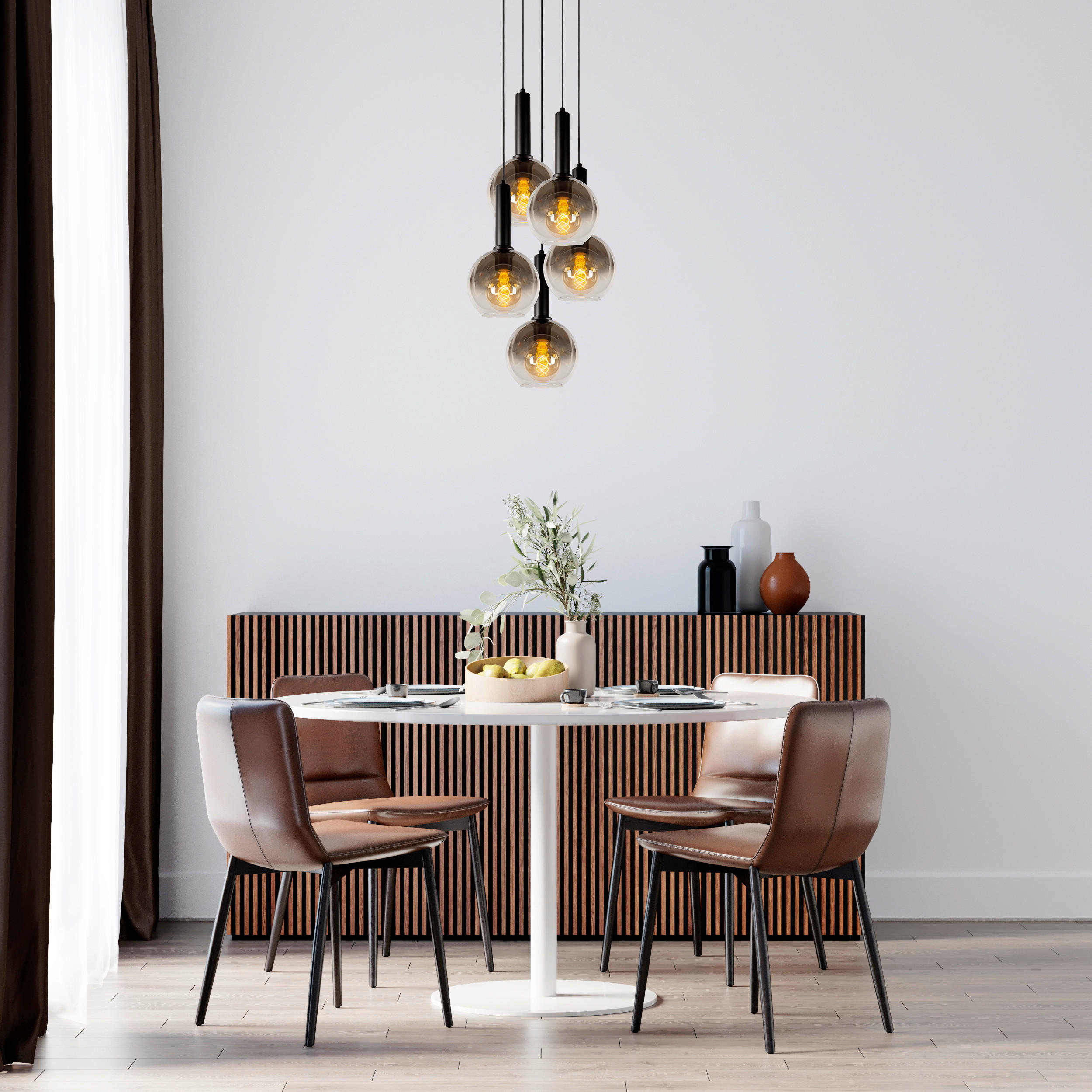 HÄNGELEUCHTE 55/55/150 cm  - Schwarz, Design, Glas (55/55/150cm) - Lucide