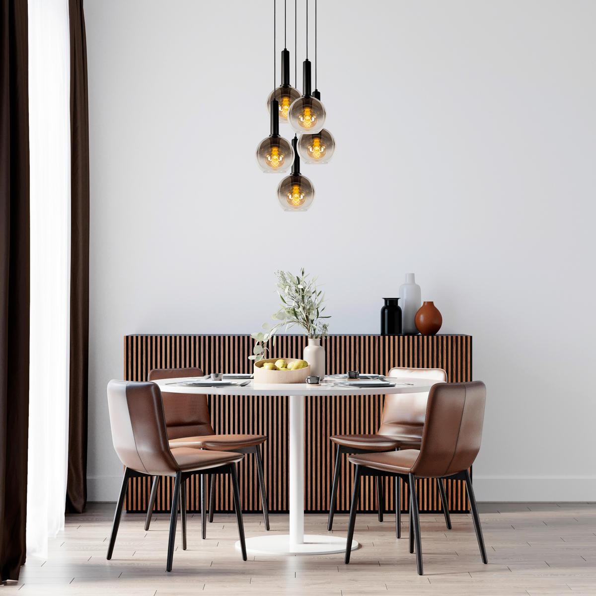HÄNGELEUCHTE Marius 55/55/150 cm   - Schwarz, Design, Glas (55/55/150cm) - Lucide
