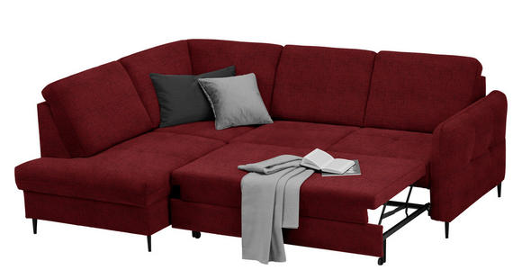 ECKSOFA in Chenille Rot  - Rot/Schwarz, MODERN, Holz/Textil (184/241cm) - Carryhome