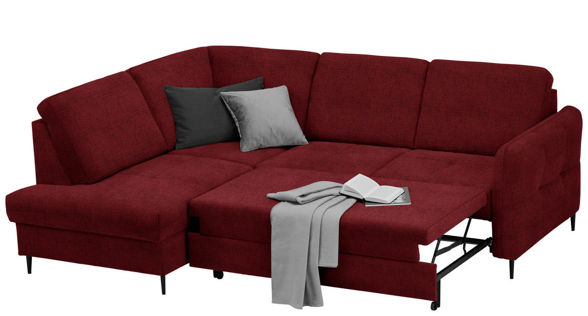 ECKSOFA in Chenille Rot  - Rot/Schwarz, Modern, Holz/Textil (184/241cm) - Carryhome