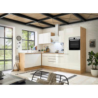 ECKKÜCHE 310/170 cm  in Eiche Artisan, Weiß Hochglanz  - Weiß Hochglanz/Alufarben, LIFESTYLE, Holzwerkstoff/Kunststoff (310/170cm) - Respekta