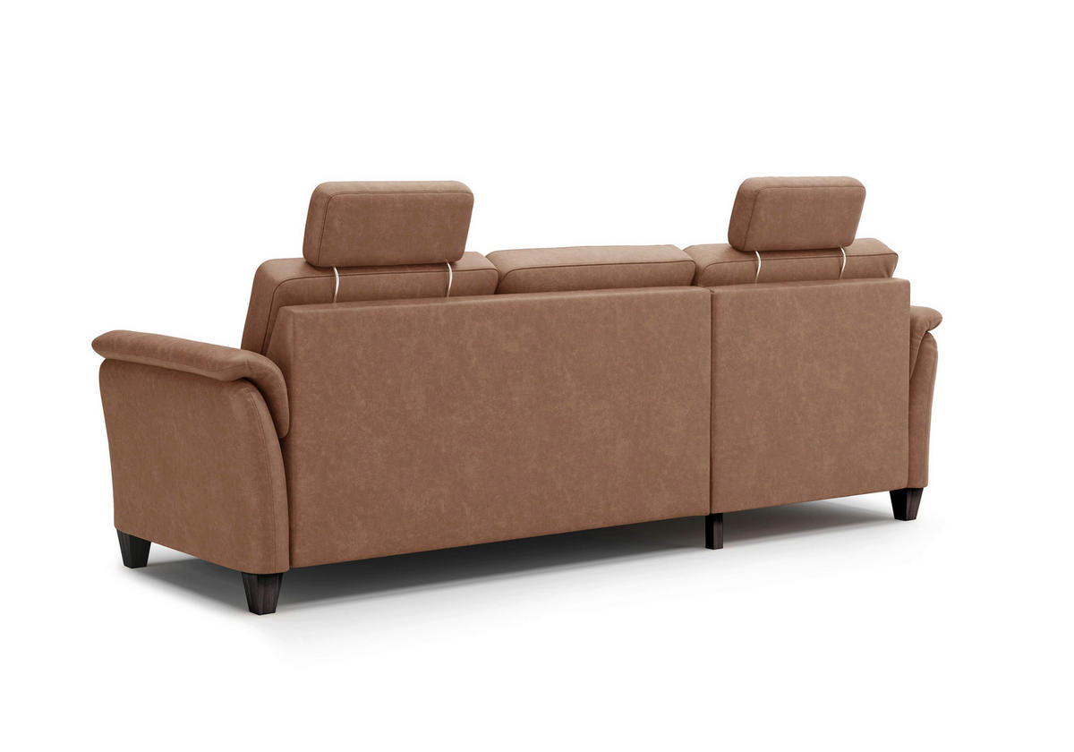 ECKSOFA PALMERA V Cognac Mikrofaser  - Wengefarben/Cognac, KONVENTIONELL, Holz/Textil (163/244cm) - Sit & More