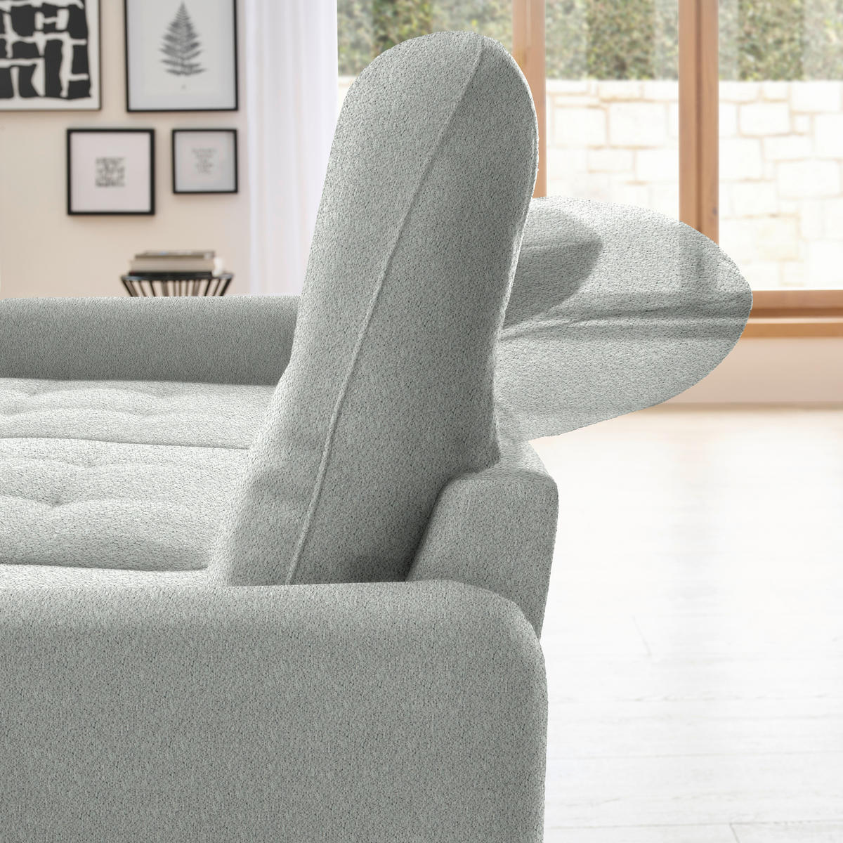 ECKSOFA Silberfarben Chenille  - Silberfarben/Schwarz, KONVENTIONELL, Textil/Metall (190/254cm) - Livetastic