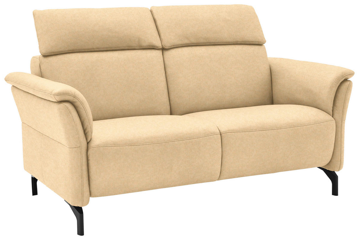 2-SITZER-SOFA in Mikrofaser Beige  - Beige/Schwarz, Konventionell, Textil/Metall (178/103/95cm) - Dieter Knoll