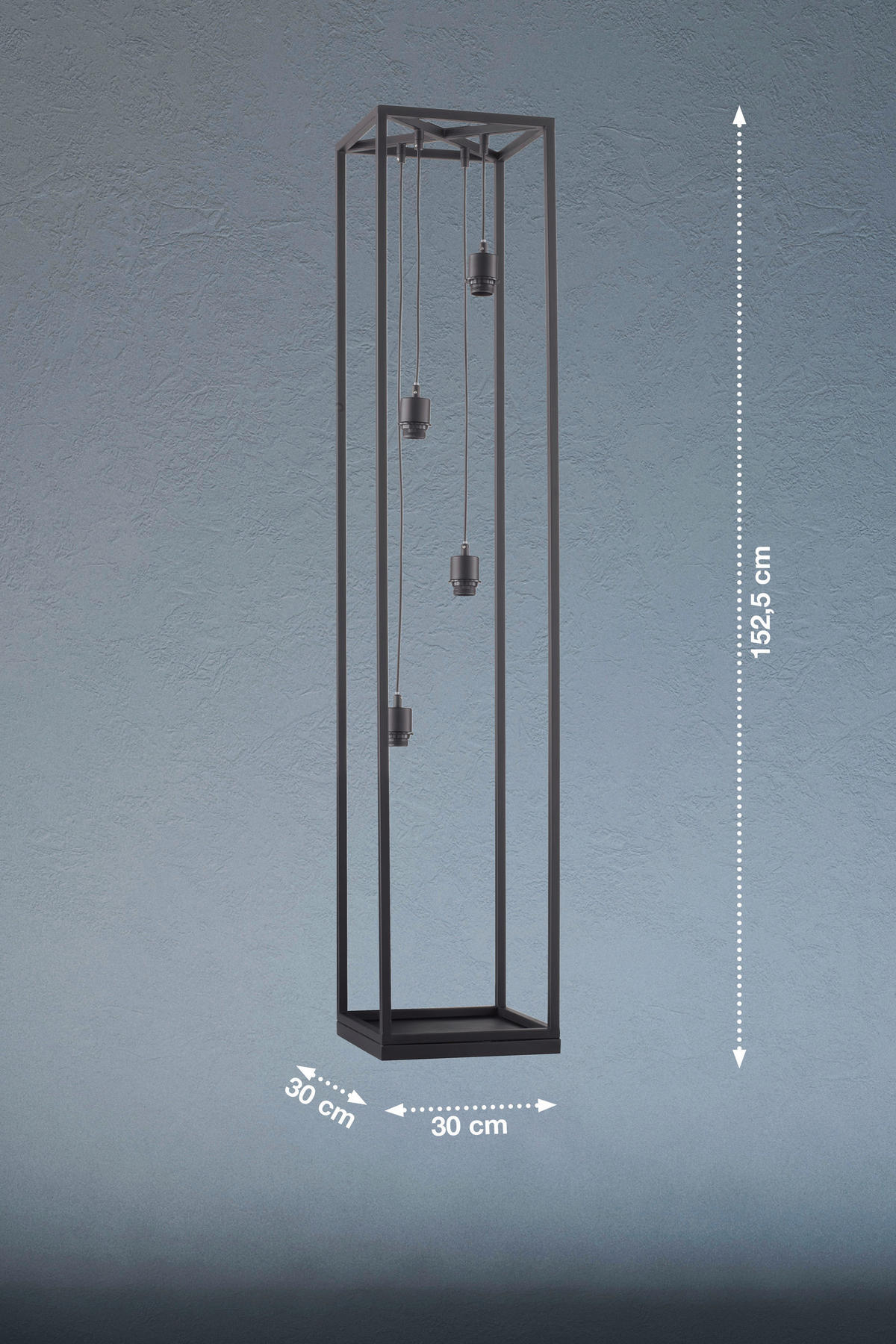 STEHLEUCHTE - Schwarz, Basics, Metall (30/30/152,50cm) - Fischer & Honsel