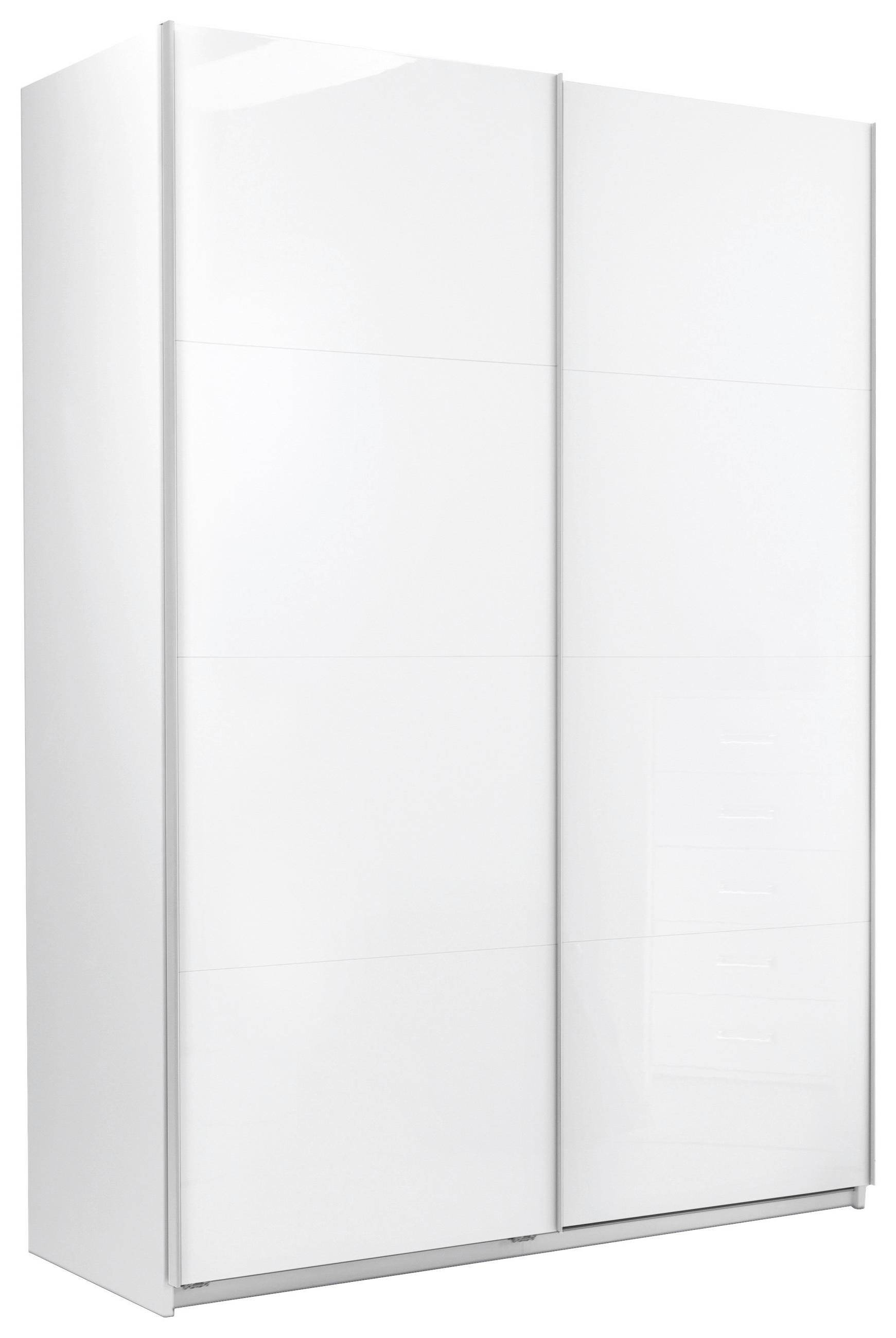 SCHIEBETÜRENSCHRANK 150/210/62 cm 2-türig Weiß  - Weiß Hochglanz/Alufarben, MODERN, Holzwerkstoff/Metall (150/210/62cm) - MID.YOU