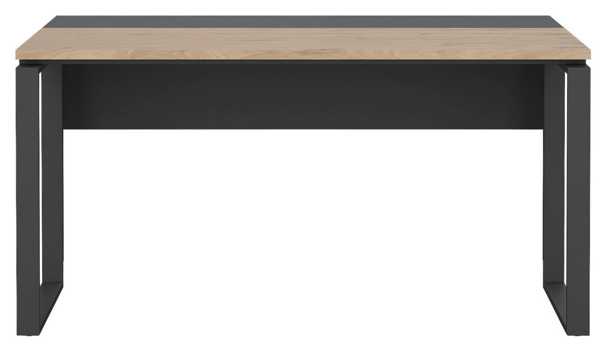 SCHREIBTISCHKOMBINATION Grau, Eichefarben  - Eichefarben/Grau, MODERN, Holzwerkstoff (160/100/75,6cm) - MID.YOU