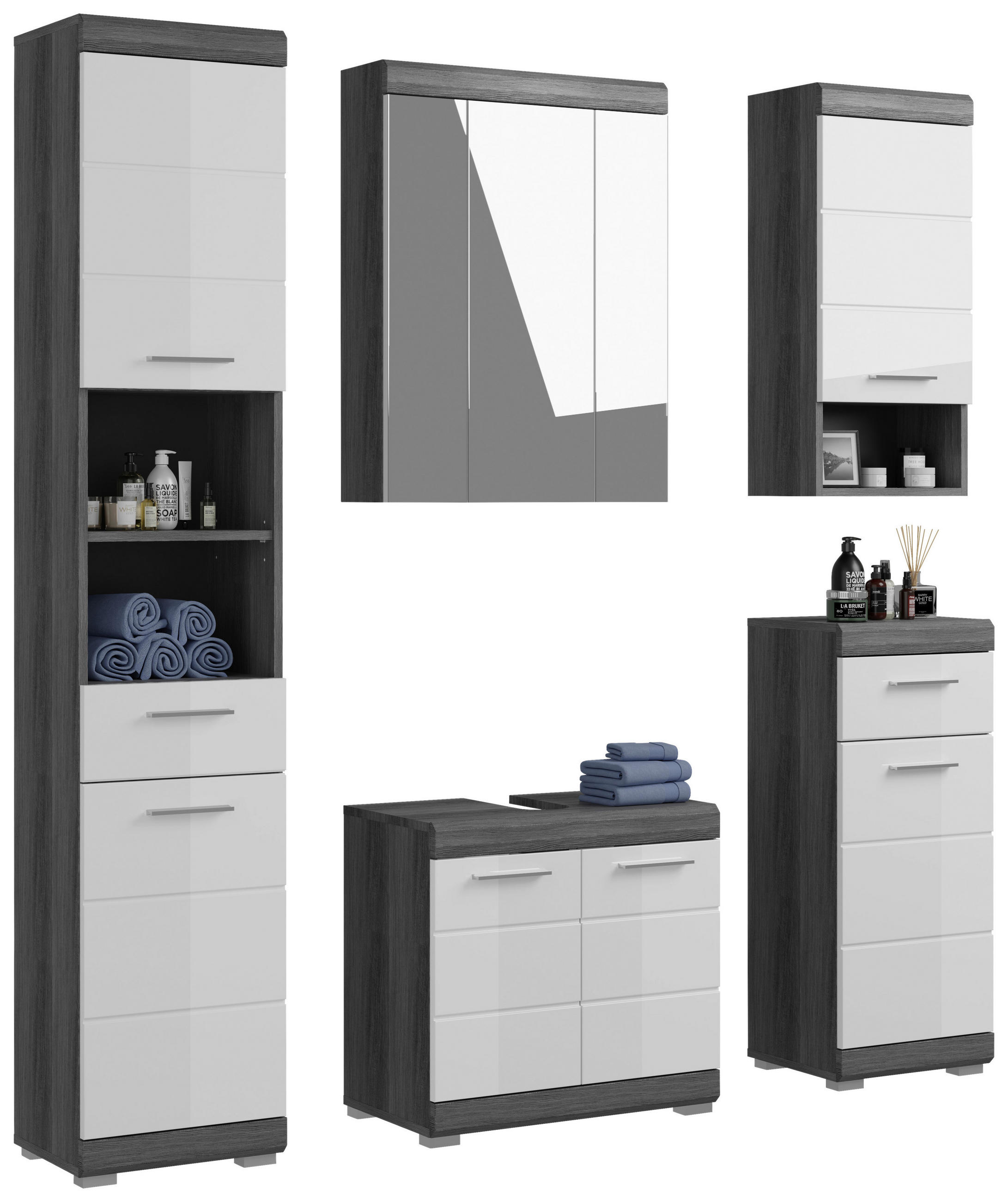 KÚPEĽŇA biela s vysokým leskom  - biela s vysokým leskom, Modern, kompozitné drevo/plast (134cm) - MID.YOU