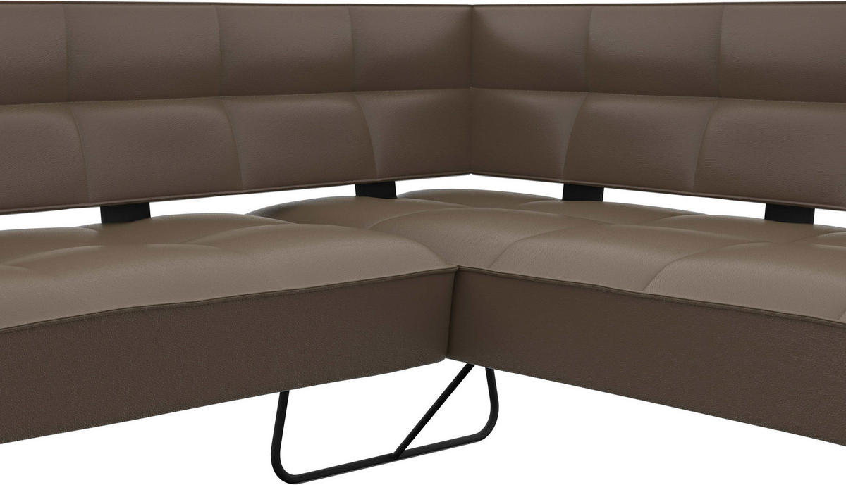 ECKBANK 165/207 cm Echtleder Grau   - Schwarz/Grau, Design, Leder/Metall (165/207cm) - Moderano