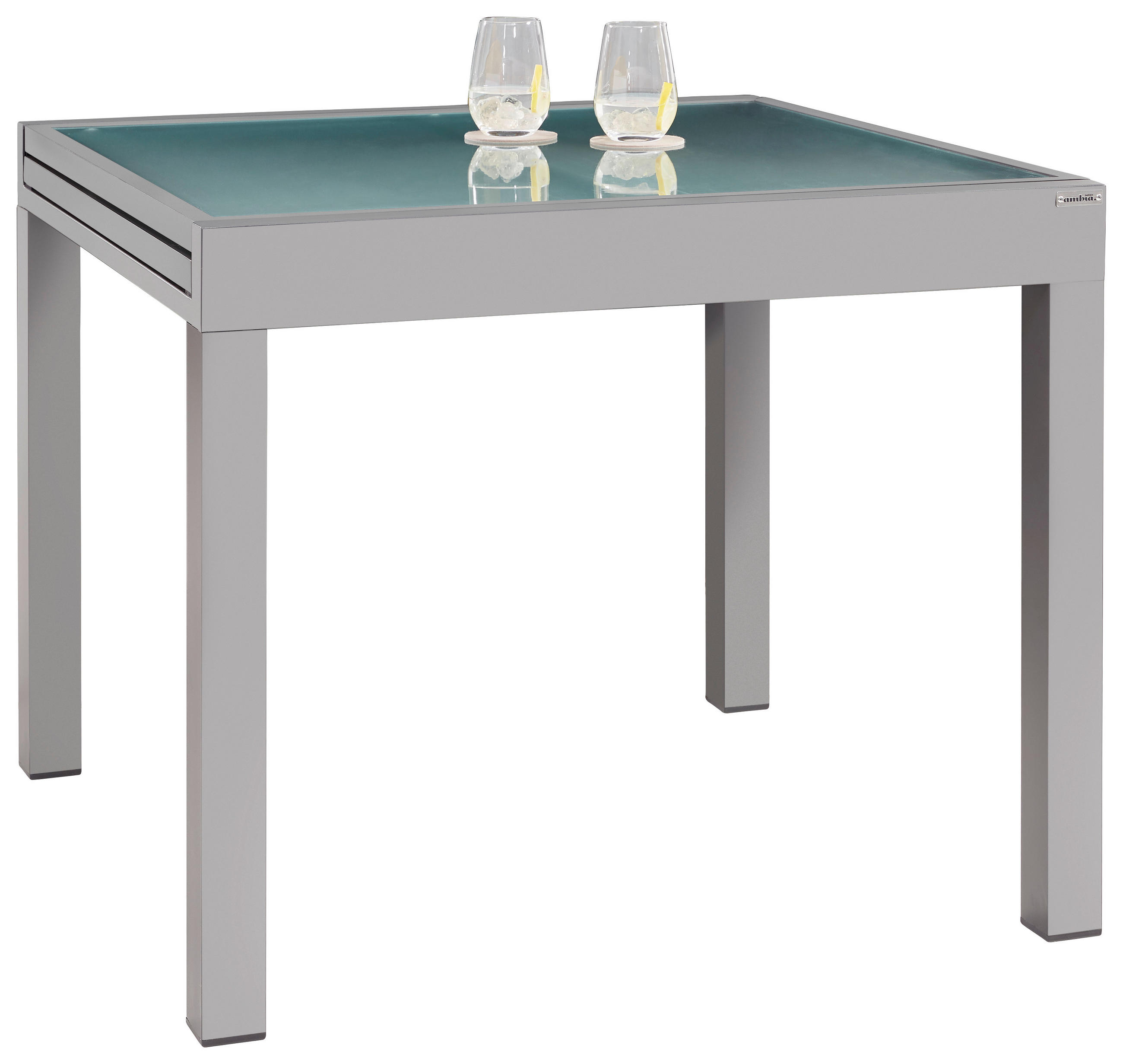 KERTI ASZTAL 90(180)/90/75 cm   - ezüstszínű/fehér, Design, Üveg/fém (90(180)/90/75cm) - Ambia Garden