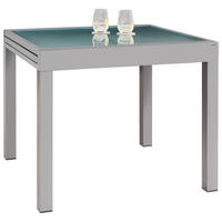 KERTI ASZTAL 90(180)/90/75 cm   - ezüstszínű/fehér, Design, Üveg/fém (90(180)/90/75cm) - Ambia Garden
