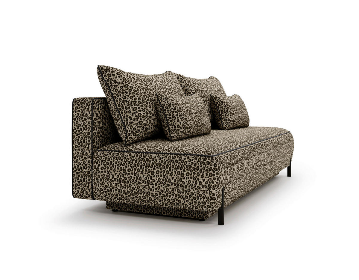 SCHLAFSOFA Jacquard Braun Stoffauswahl, Rücken echt  - Schwarz/Braun, Design, Textil/Metall (212/90/95cm) - Livetastic