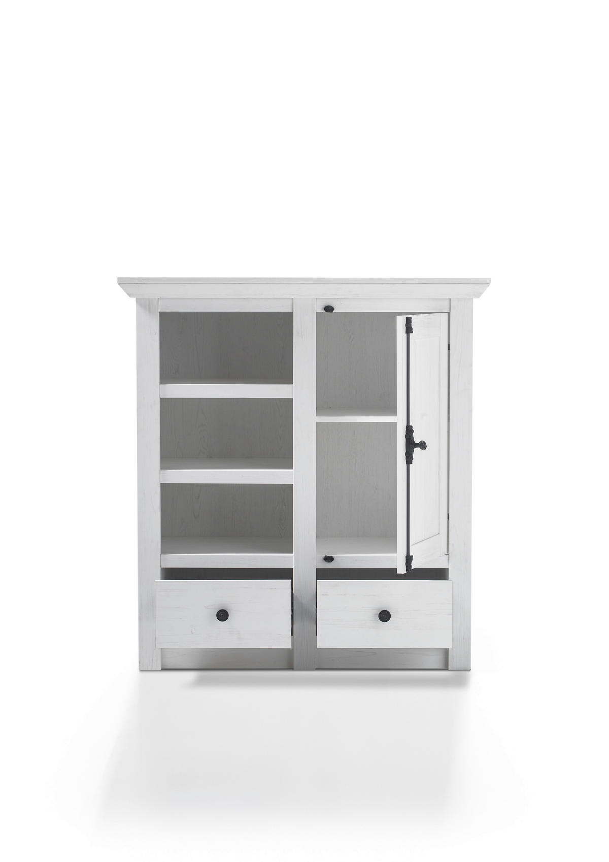 SCHUHSCHRANK Weiß, Pinienfarben  - Schwarz/Weiß, Design, Holzwerkstoff/Metall (105/115/45cm) - Modante