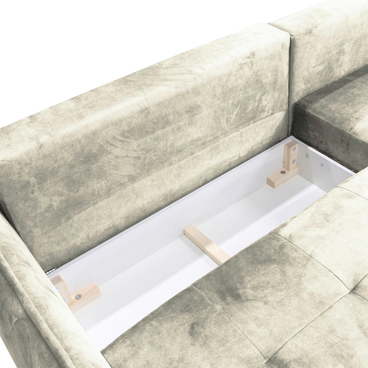 ECKSOFA in Velours Creme  264/196 cm  - Goldfarben/Creme, Design, Textil/Metall (264/196cm) - MID.YOU