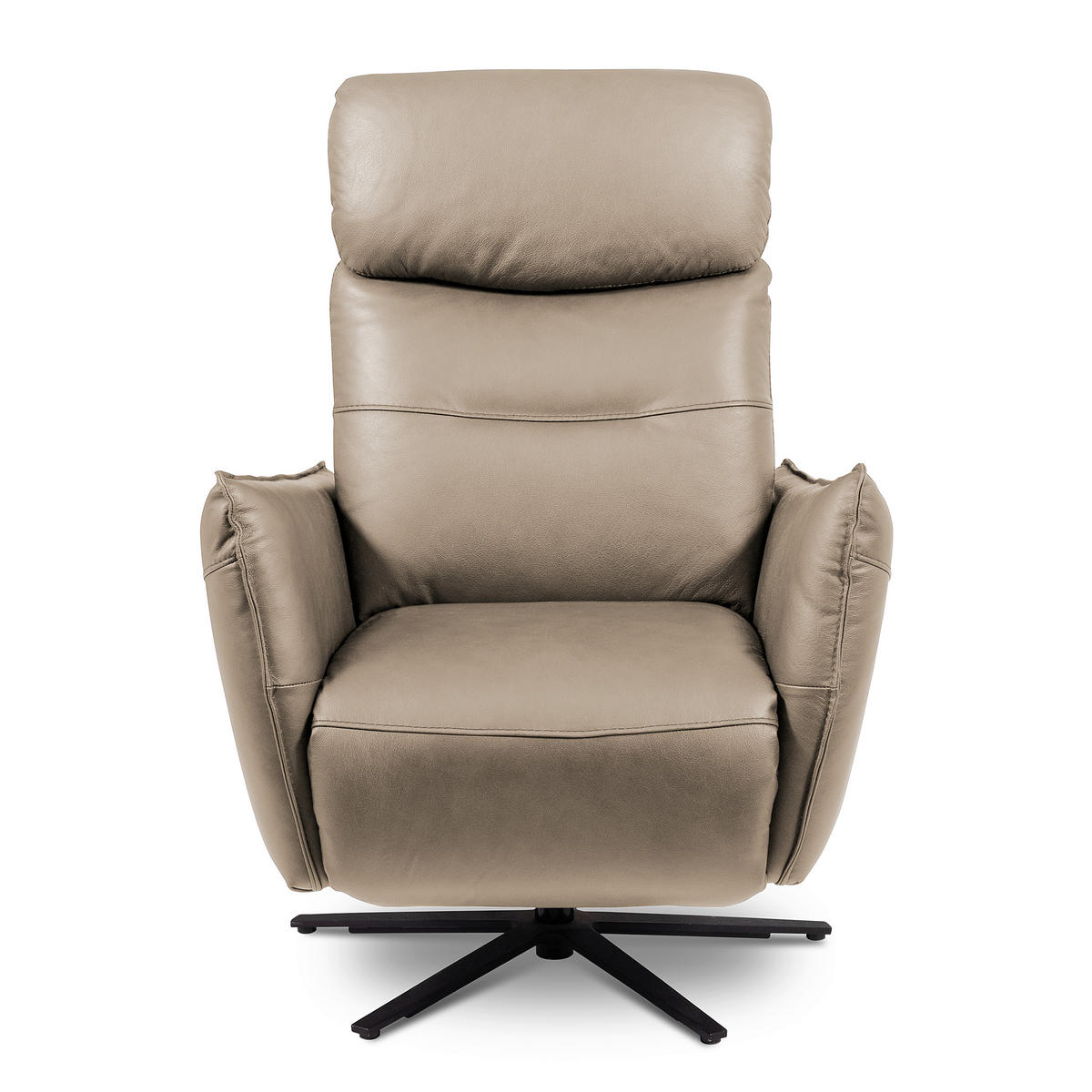 RELAXSESSEL in Leder Hellgrau  - Hellgrau/Schwarz, Design, Leder/Metall (77/107/88cm) - Livetastic