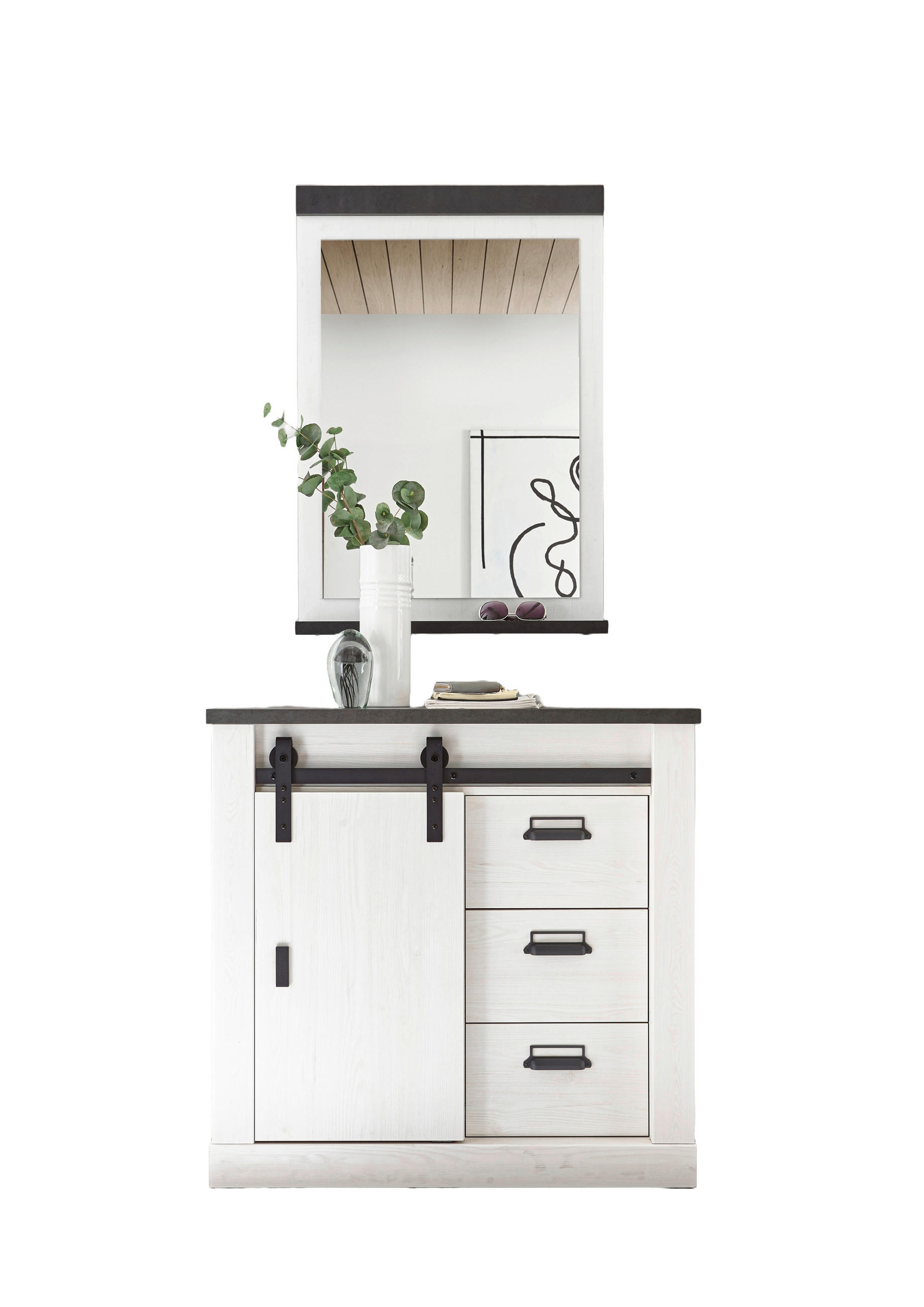 GARDEROBE 2-teilig  in 93/200/43 cm  - Anthrazit/Weiß, Design, Glas/Holzwerkstoff (93/200/43cm) - Modante