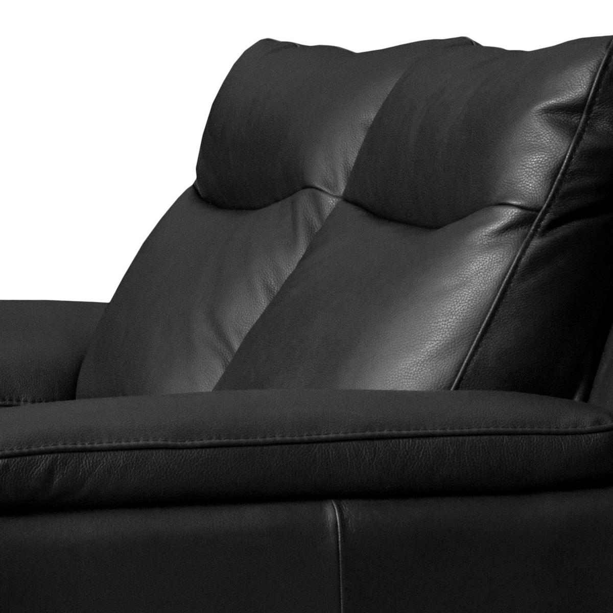 2,5-SITZER 216/95/96 cm PERLE in Echtleder Schwarz   - Chromfarben/Schwarz, Design, Leder/Metall (216/95/96cm) - Livetastic