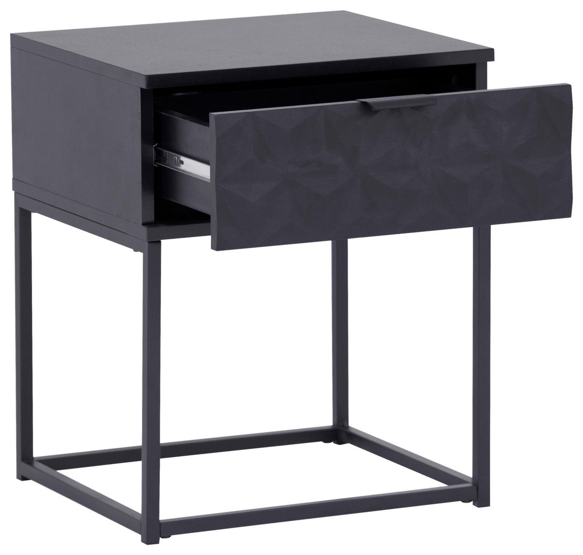 NACHTSCHRANK 42,5/52/38,5 cm  - Schwarz, KONVENTIONELL, Holzwerkstoff/Metall (42,5/52/38,5cm) - Boxxx