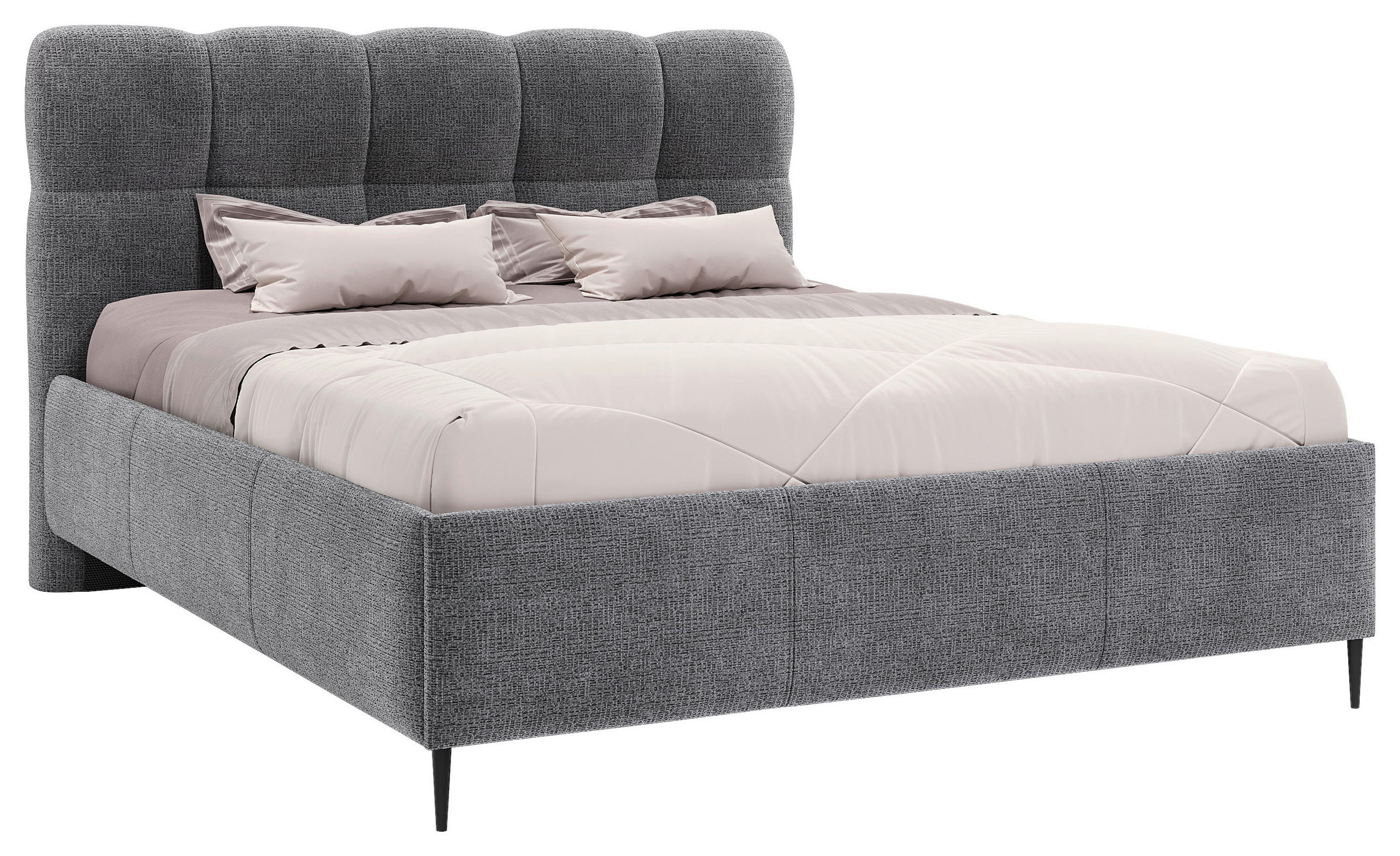 POLSTERBETT 200/200 cm,  in Anthrazit, gepolstertes Kopfteil, Lattenrost,  - Anthrazit/Schwarz, Design, Holz/Textil (200/200cm) - Boxxx