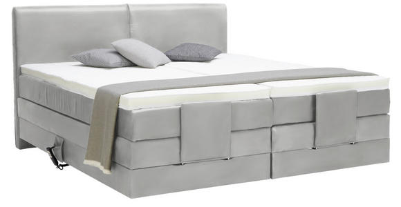 BOXSPRINGBETT 160/200 cm in Hellgrau - Hellgrau/Schwarz, Design, Kunststoff/Textil (160/200cm) - Hom`in
