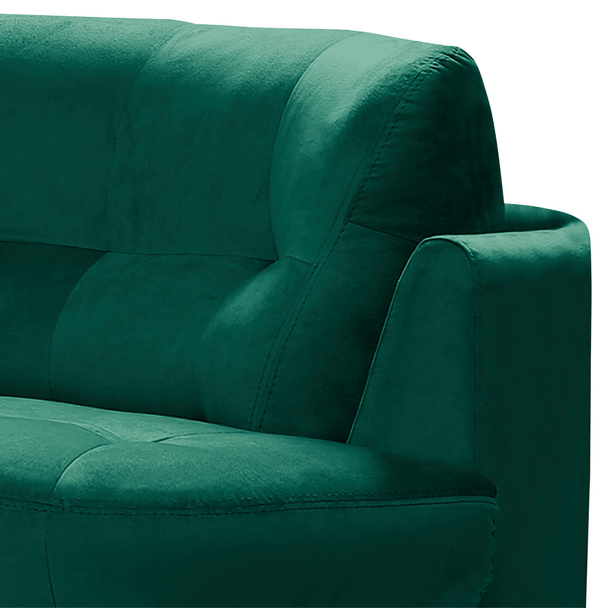ECKSOFA Ottomane links, Rundform  BRETANIA Dunkelgrün Samt  - Dunkelgrün/Schwarz, Design, Kunststoff/Textil (113/300cm) - Livetastic