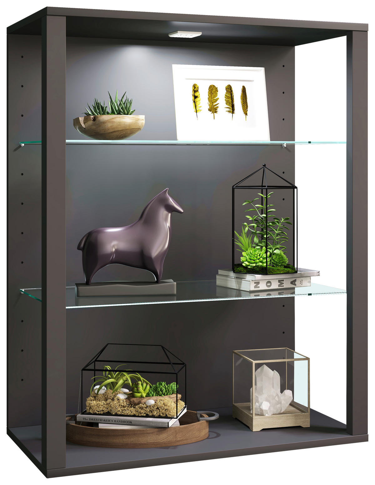HÄNGEVITRINE in Anthrazit  - Anthrazit, Design, Glas/Holzwerkstoff (70/90/35cm) - MID.YOU